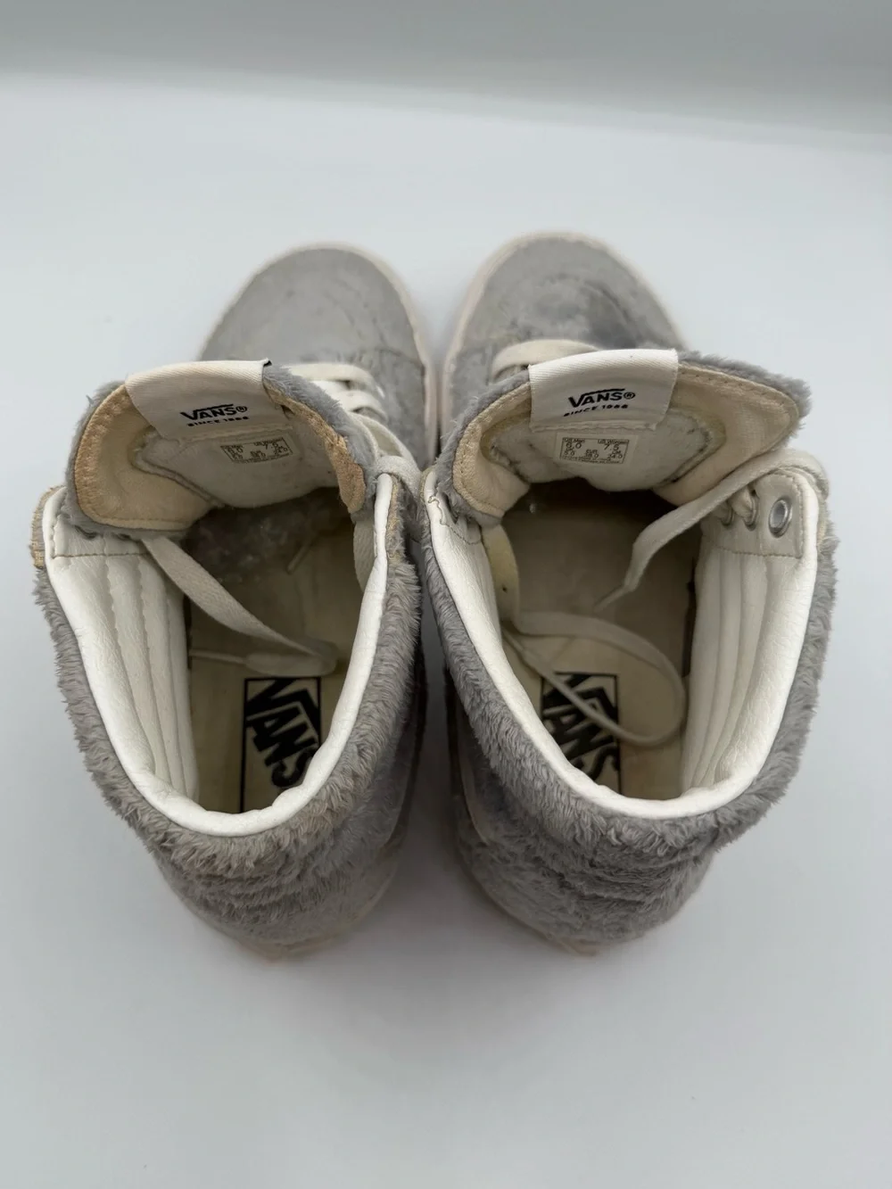 Rare Vans Sk8-Hi Fluffy Sherpa Fleece Grey High Top Shoes Womens 7.5 Men’s 6